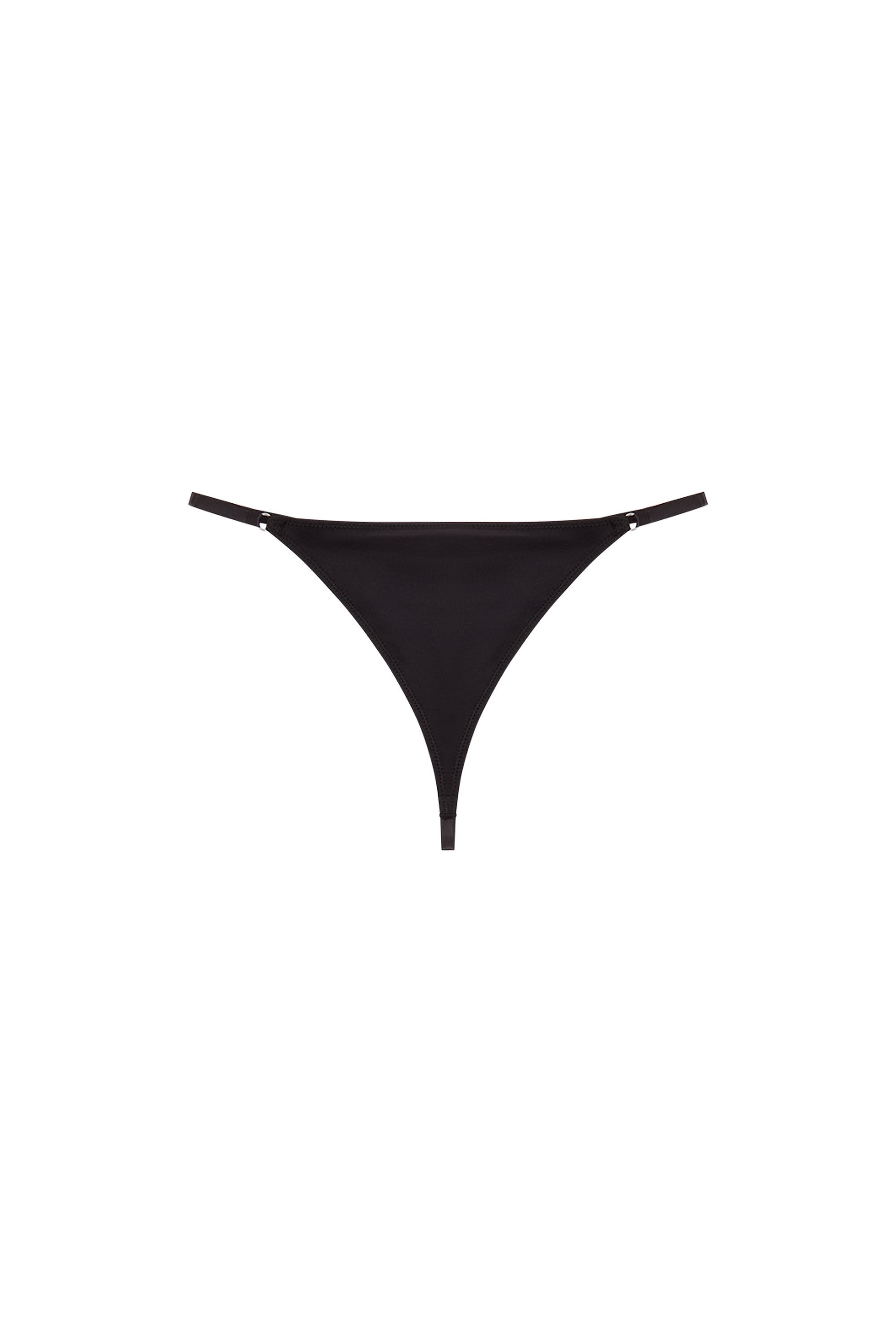 Diesel - UFST-OVAL-D-STRING, Woman's Microfibre thong with Oval D plaque in Black - 2