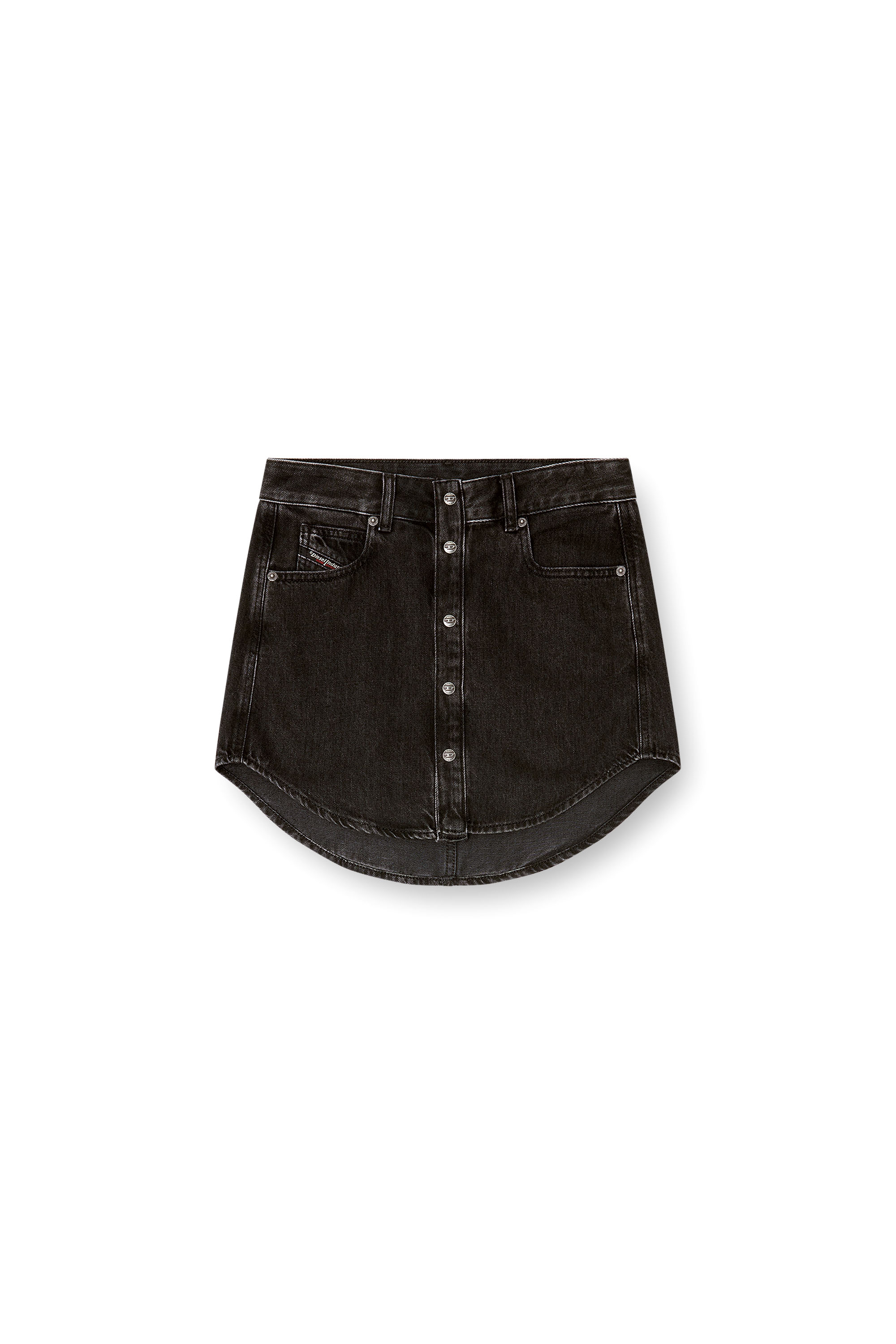 Diesel - DE-ARD, Woman's Denim button-front miniskirt in Black - 1