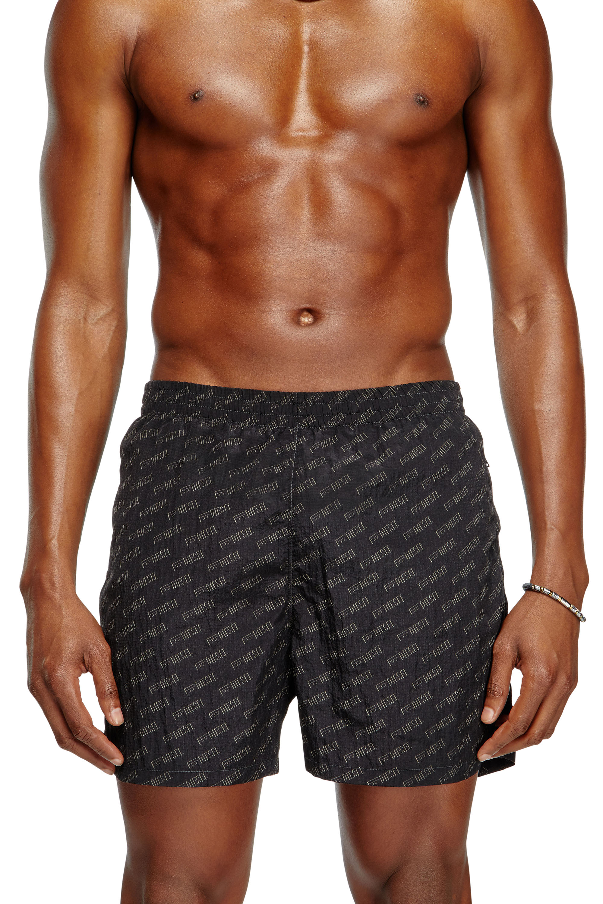 Diesel - DANIEL-41-MONO-UTLT, Man's Mid-length swim shorts with all-over logo in Black - 2